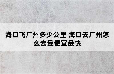 海口飞广州多少公里 海口去广州怎么去最便宜最快